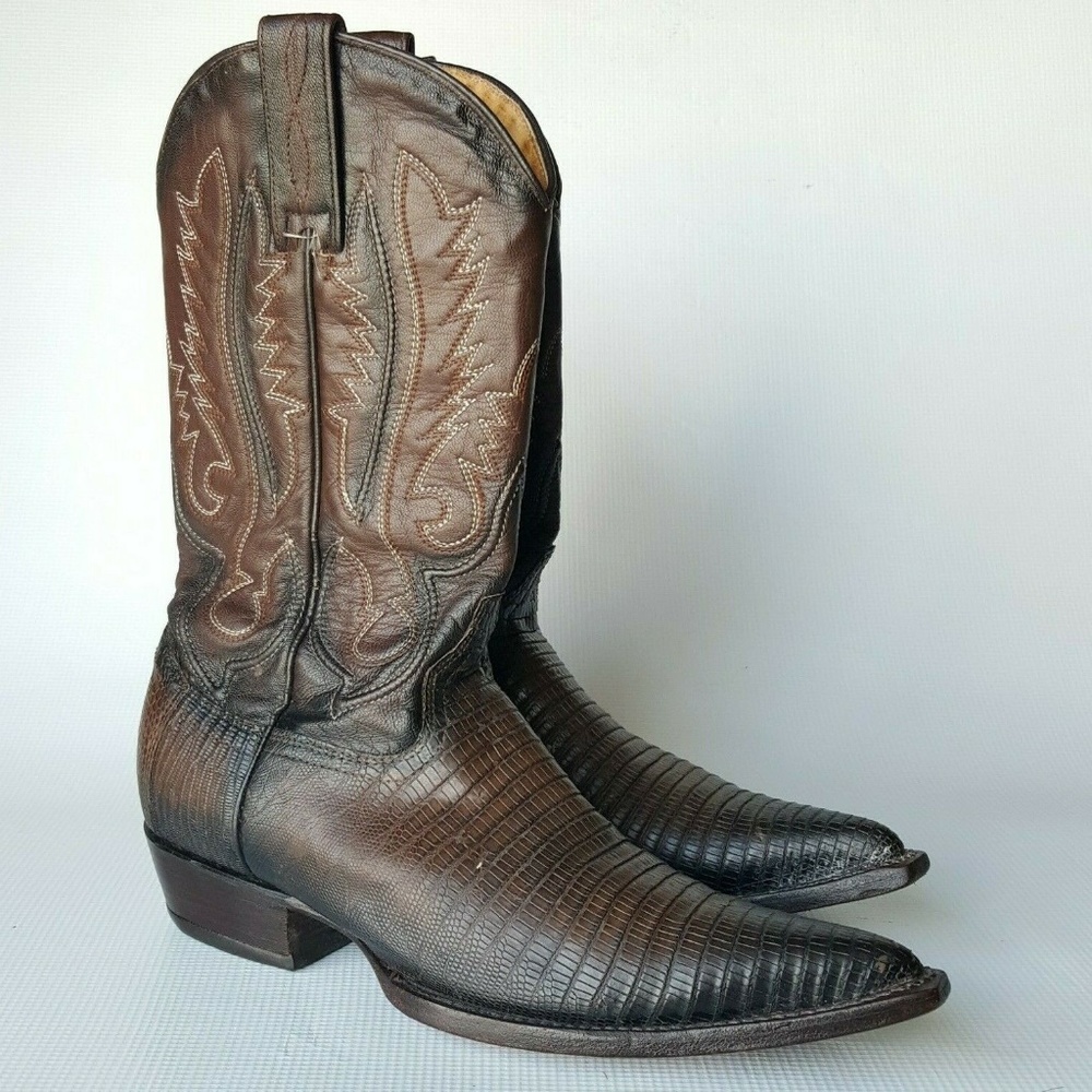 Los Altos Genuine Lizard Teju Cowboy Boots Size 6
